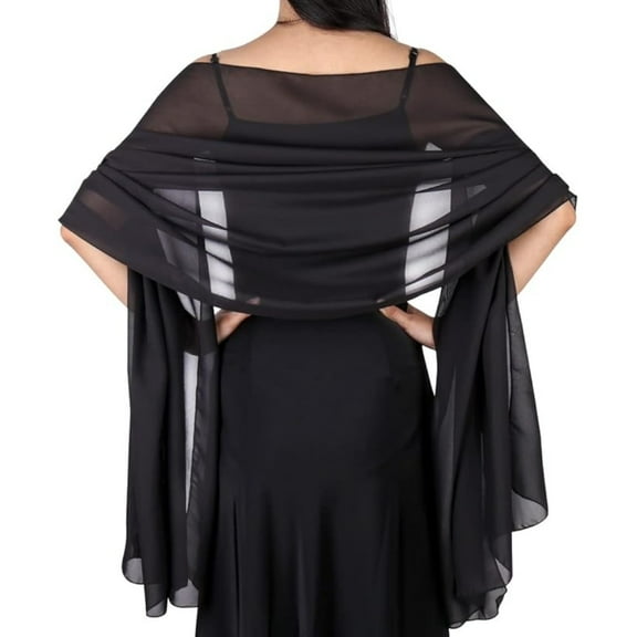 Chiffon ladies' scarves, bride bridesmaid dress shawls, formal dinner party, party and ball wraps, Black