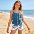 thumbnail image 4 of JAJAHO Girls Two Piece Tankini Set Summer Beach Outfits Ruffle Layered Top With Shorts Bottom For Kids Adjustable Spaghetti Straps Casual Swimwear, 4 of 6