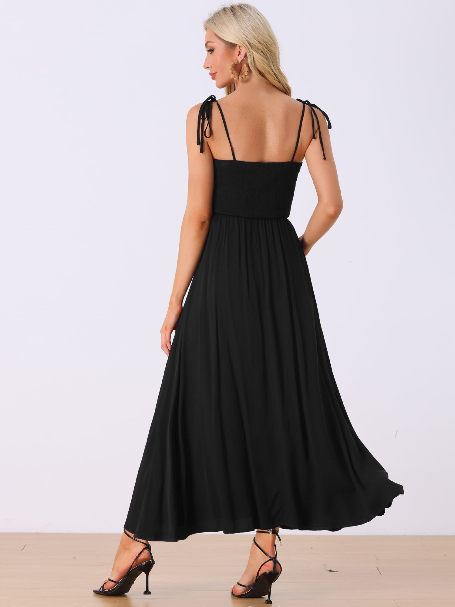 DARING DIVA Women's Boho Adjustable Spaghetti Strap Maxi Dresses XL Black