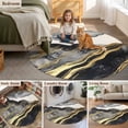 thumbnail image 6 of Round Area Rug 5ft,Gray Marble Abstract Stripe Washable Carpet Non-Slip Runner Accent Rugs Indoor Floor Mat for Bedroom Living Room Decor,Gold Foil Modern Luxury, 6 of 9