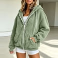 thumbnail image 2 of Ghalytn Women's Sherpa Fleece Zip Up Hoodie Jacket, Oversized Long Sleeve Hooded Coat with Pockets, 2 of 7
