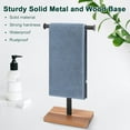 thumbnail image 3 of Hand Towel Holder, T-Shape Hand Towel Stand for Bathroom, Hand Towel Rack Bar Standing for Vanity Kitchen Countertop, Metal (14IN-Wooden Base, Black), 3 of 9
