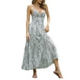 thumbnail image 5 of Musuos Women Leopard Printed Slip Dress, Sleeveless Backless Deep V-neck A-line Long Dress, 5 of 10