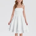 thumbnail image 2 of Fesfesfes Kids Girls Sleeveless Round Neck Casual Summer Dress Solid Color Breathable Playwear,Above-the-Knee Lightweight Outfit for Girls(White,9-10 Years), 2 of 8