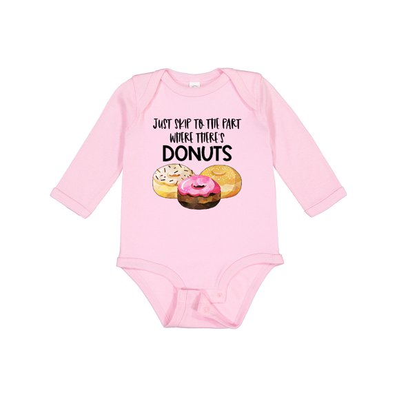 Inktastic Just Skip to the Part Where There's Donuts Boys or Girls Long Sleeve Baby Bodysuit