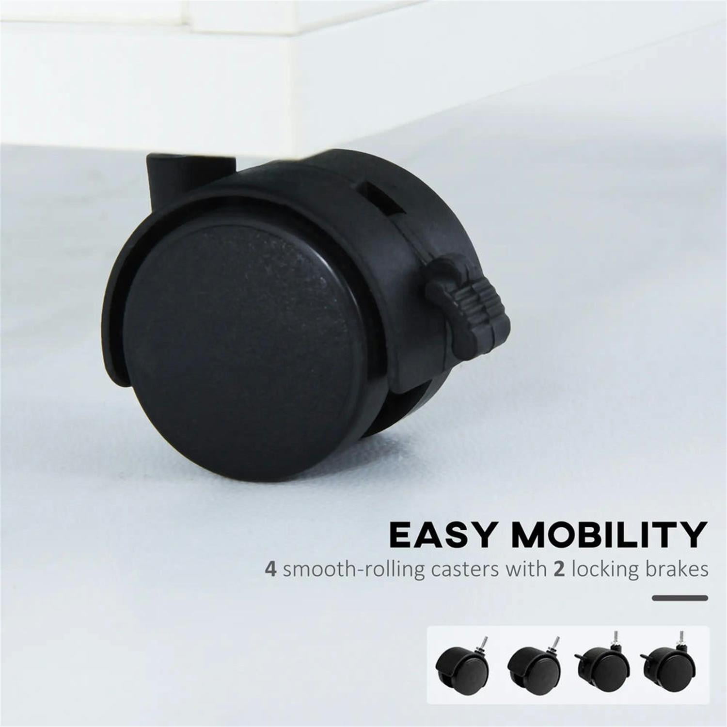 Demi Bonn Rolling Filing Cabinet with Castors, File Cabinet Printer Stand with Drawer and Cabinet for Home Office, White