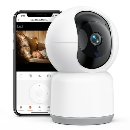 GPED Smart 5G Baby Monitor, 2K HD Camera with Tuya App, Two-Way Audio, 360° Wireless IP Cam, White
