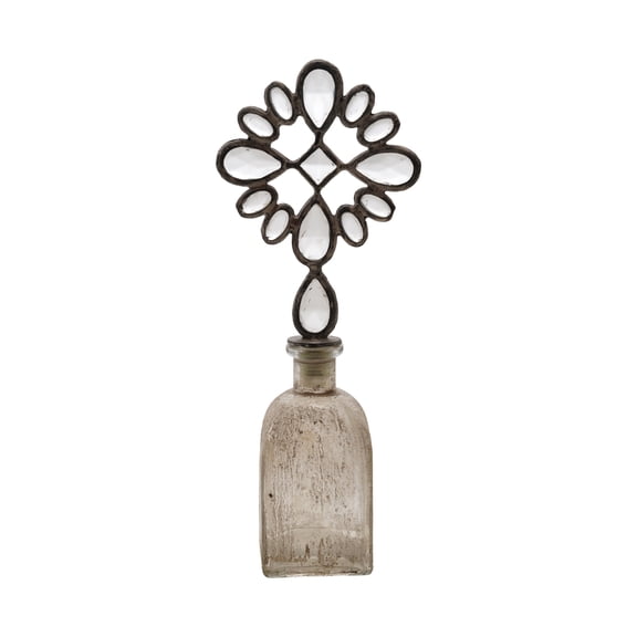 Creative Co-Op Large Decorative Glass Bottle with Zinc Alloy Stopper, Distressed Finish