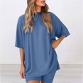 thumbnail image 2 of Jalioing Women's Shorts Set Half Sleeve Tops Shorts Summer Lounge Set 2 Piece Outfits, 2 of 9