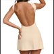 thumbnail image 2 of Vestido Mini de Verano Sin Mangas con Cuello para Mujer, Ajustado, para Fiestas y Clubes, Color Albaricoque M, 2 of 7