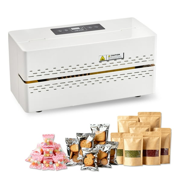 VEVOR Continuous Sealing Machine, 0.32-0.47 in Seal Width, Automatic Continuous Band Sealer with Digital Temperature Control, Automatic Shutdown, Heat Sealing Machine