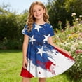 thumbnail image 3 of YUANxueke Girls 4th of July Mini A-Line Dresses Crew Neck Short Sleeve Patriotic Dress Independence Day Outfit for 4-14 Years, 3 of 8