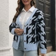 thumbnail image 6 of LEBONYARD Sweaters for Women,Womens Sweaters Cardigan Dressy Winter & Fall,Women's Houndstooth Breasted Loose Knit Cardigan Sweater Women's and Winter New Style Light Blue M, 6 of 8