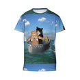 thumbnail image 4 of Wukai Two Brave Cats Are Floating On The Sea Iceberg Youth Unisex Short Sleeve T-Shirt for Boys, Girls, Teens, and Kids-Large, 4 of 7