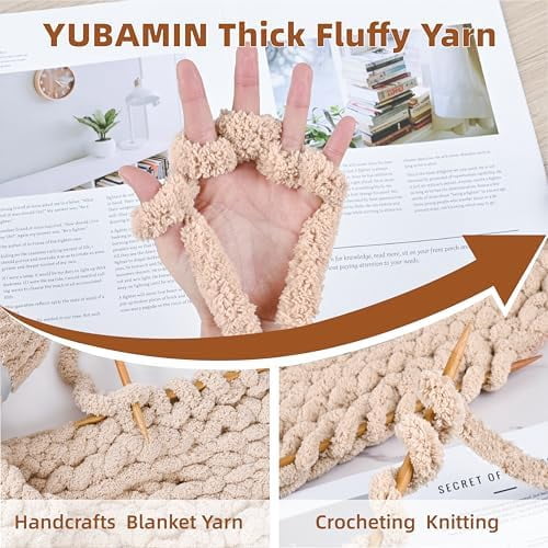 Chunky Yarn for Hand Knitting, 8 Packs Chunky Chenille Yarn for Crocheting, Bulky Thick Fluffy Yarns for Knitting, Super Bulky Blanket Yarns for Handcrafts 2045g (72oz) 245 Yards (224m)