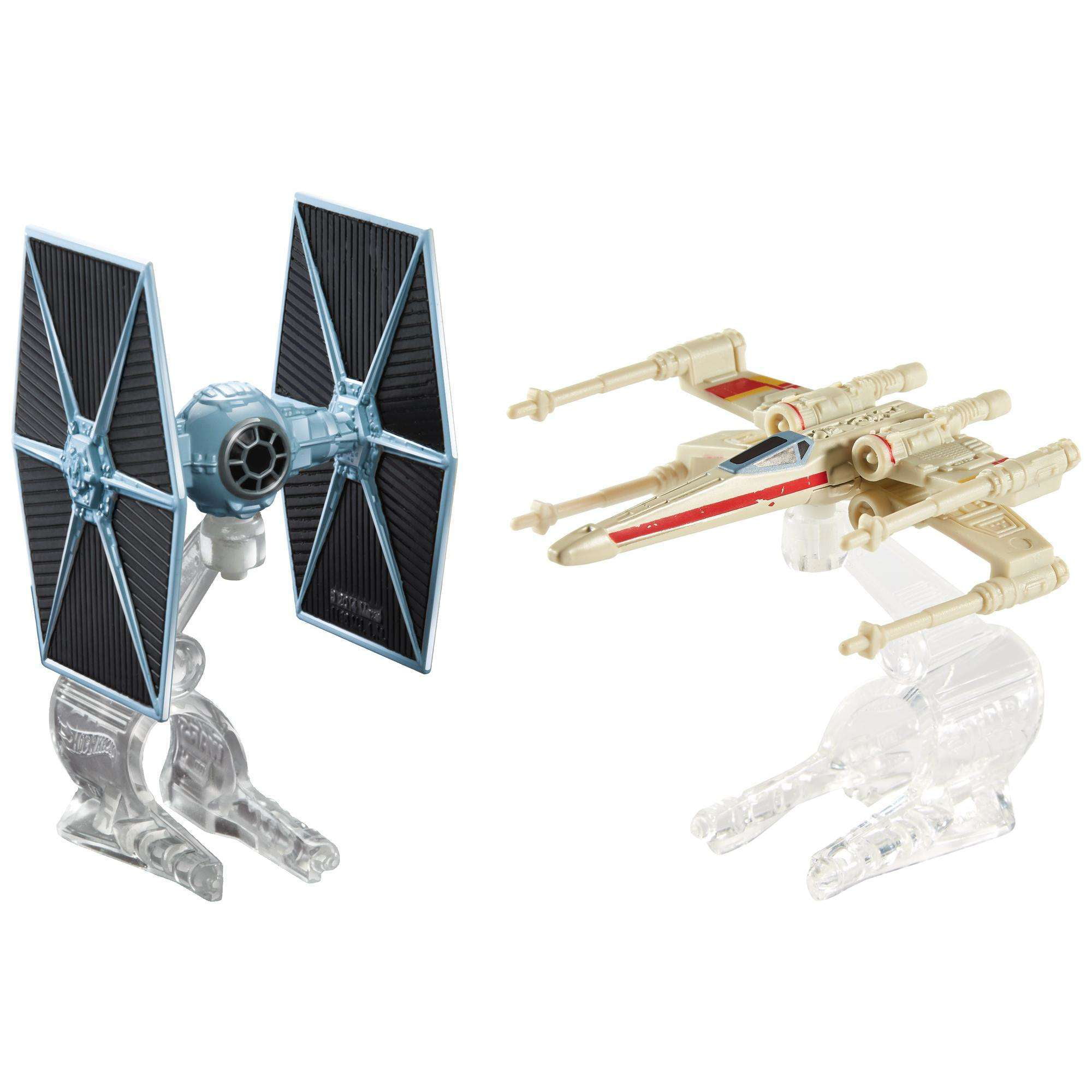 Hot Wheels Star Wars Tie Fighter vs X-Wing 2 Pack Figure Finger Flyer Toy 