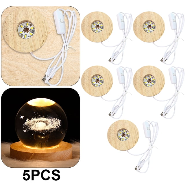 Soporte Pantalla LED 4 Pulgadas Base Redonda Iluminada para Arte en Resina (luz Cálida) 5 Uds.