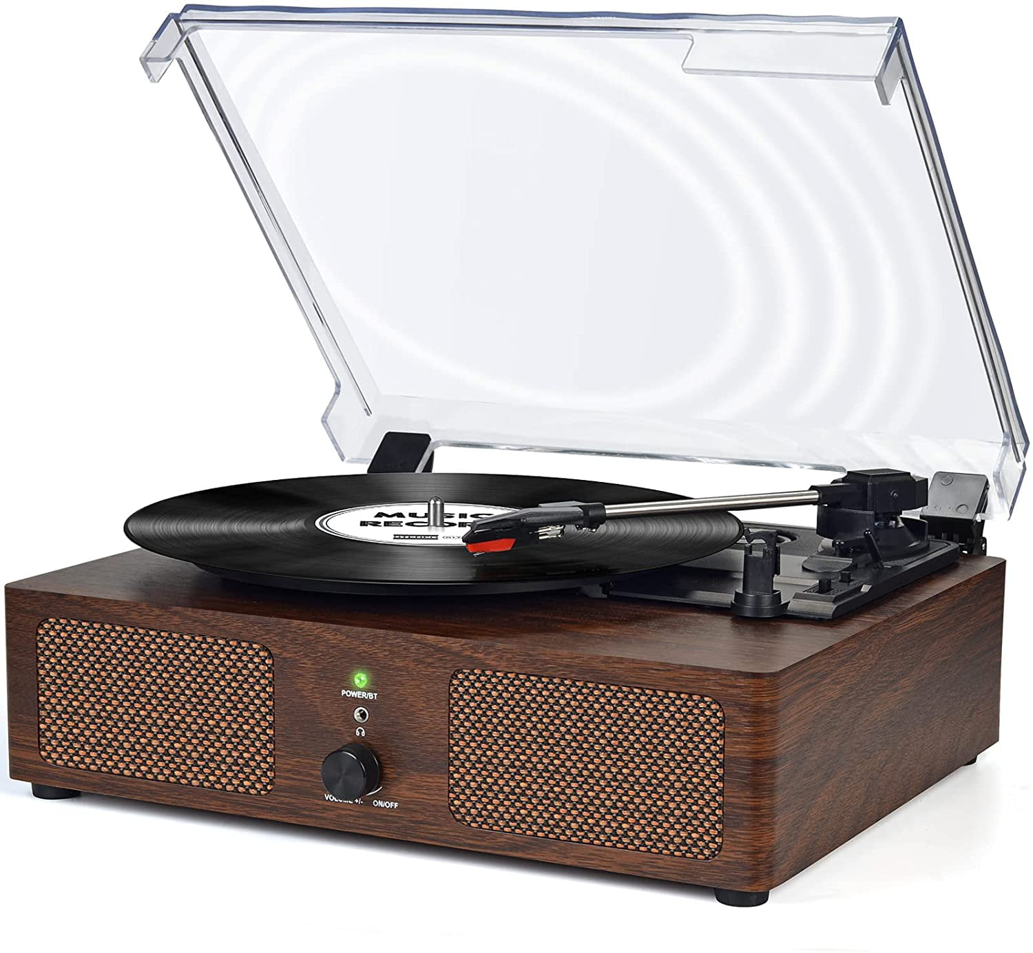 Vinyl Record Player Turntable Bluetooth with Speakers 3-Speed Belt-Driven LP Phonograph Player Portable Vintage Record Player
