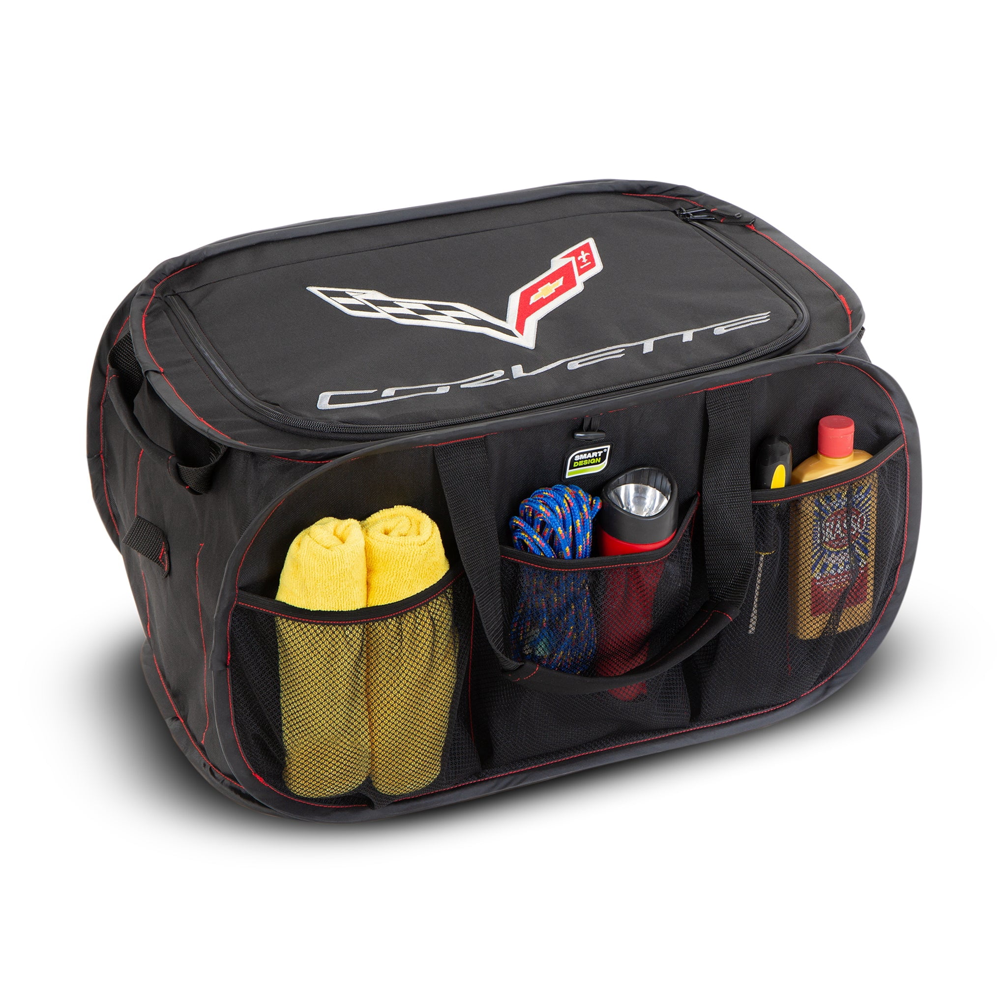 Pop Up Chevy Trunk Organizer with Easy Carry Handles, Side Pockets, and Zipper Top - 23 Inch - Chevrolet