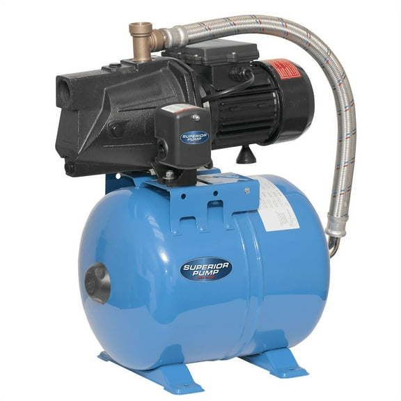 Superior Pump 94525 1/2 HP Cast Iron Shallow Well Jet Pump with 24l Tank System