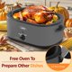 thumbnail image 3 of Sunvivi Asador eléctrico, horno asador eléctrico de 28 cuartos con tapa de vidrio, ideal para asar pavo con cubierta auto-bastante, bandeja desmontable, asas de tacto frío, gris, 3 of 5