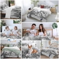 thumbnail image 5 of 3 Piece Dinosaurs Boy Duvet Cover Set Full Size, Microfiber Comforter/Quilt Cover with Corner Ties and 2 Pillowcases, Gray Funny Cartoon Forest Animals All Season Soft Bedding with Zipper Closure, 5 of 8