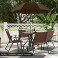thumbnail image 3 of Costway 6 PCS Patio Dining Set Folding Chairs Glass Table Umbrella Garden Brown, 3 of 10