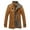 Khaki, variant on IROINNID Men's Long Sleeve Faux Leather Stand Collar Mid-Length Jacket Solid Color Comfy Thicken Stand-up Collar Leather Jacket Single-breasted Coats