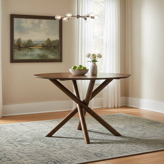 Roundhill Furniture Arnott Round Dining Table, Walnut Finish