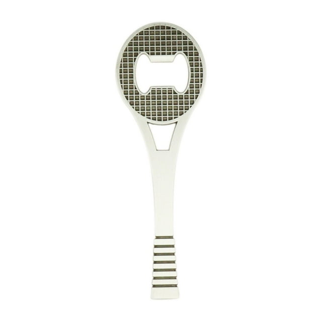 Abridor de botellas con forma de raqueta, aparato de cocina, abridor de botellas de cerveza portátil para el hogar. Plata
