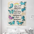 thumbnail image 1 of Cartoon Tapestry, Mythical Unicorns with Stars and Rainbow Legendary Creature Kids Theme Print, Wall Hanging for Bedroom Living Room Dorm Decor, 60W X 80L Inches, Beige Teal Blue, by Ambesonne, 1 of 2
