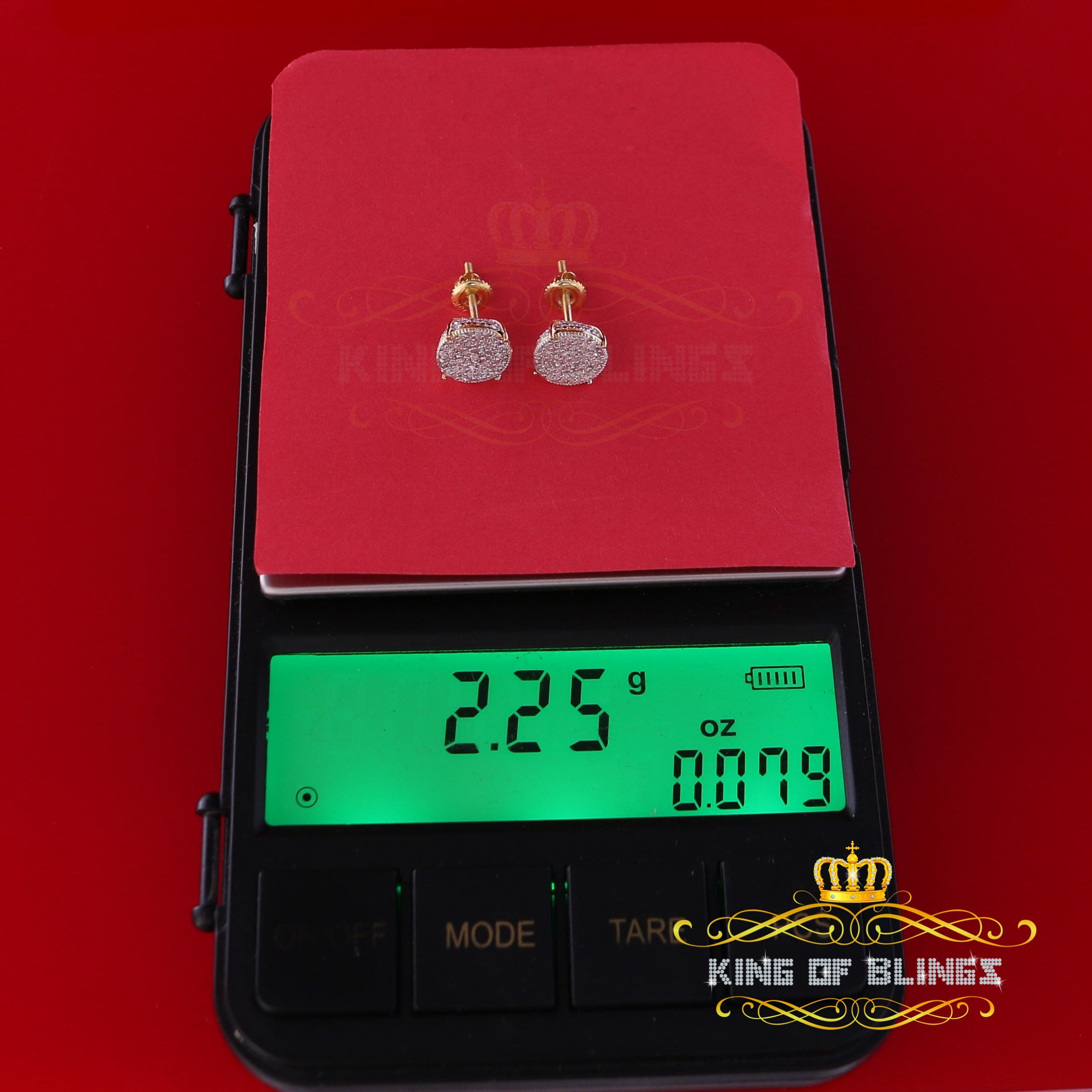 King of Bling's 10K Real Yellow Gold Real Diamond 0.40CT Men's/Women's Round Stud Micro Earring