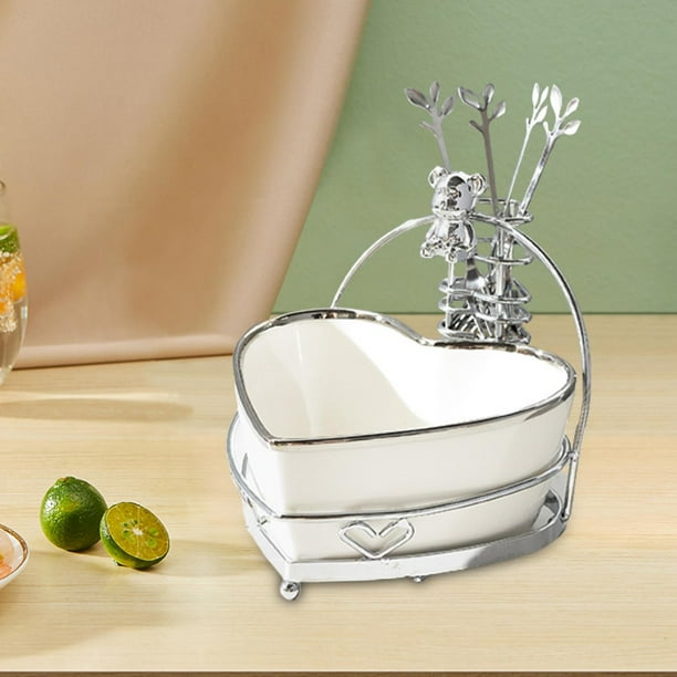 Bandeja de servir Soledad para Aperitivos Plato de cerámica en forma de corazón 16x19x15cm blanco