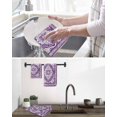 thumbnail image 5 of Purple Boho Kitchen Dish Towels for Drying Dishes Set of 3, Ethnic Geometric Middle Century Art Waffle Weave Microfiber Hand Tea Bathroom Towels Quick Dry & Absorbent Towel 15.7x23.6, 5 of 7