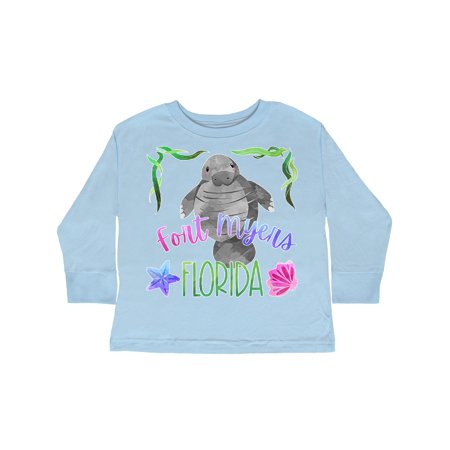 

Inktastic Fort Myers Florida Cute Swimming Manatee Gift Toddler Boy or Toddler Girl Long Sleeve T-Shirt