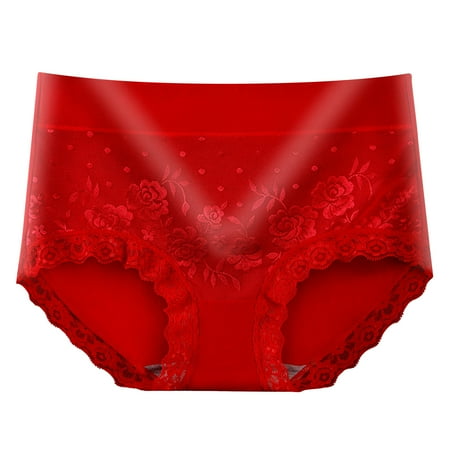 Cotton Panty Underwear Women Breathable Comfortable Briefs High Waist Butt-lifting Everyday Comfort Panties (XX-Large  Red)