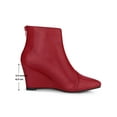 thumbnail image 5 of BLISSFUL STEP Women's Pointed Toe Zipper Wedge Heel Ankle Booties Red 7, 5 of 5