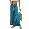 thumbnail image 3 of Txlixc Pantalones de cintura media para mujer, pantalones de pierna ancha divididos de color sólido, pantalones largos con cinturón ajustable Txlixc Moda, 3 of 5