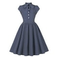 thumbnail image 1 of Ovzne Robes d'Été pour Femmes Robe pour Femme Mode Féminine Décontractée Imprimée Été Grand Ourlet Manches Courtes Col Rabattu Robe de Vacances Manches Courtes Imprimée Liquidation, 1 of 6