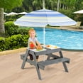 thumbnail image 2 of Gymax 4-in-1 Kids Picnic Table Set w/ 3 Removable Bins & Lids Foldable Umbrella, 2 of 9