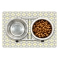 thumbnail image 1 of Grey and Yellow Pet Mat for Food and Water, Tile Inspired Squares Rounds in Triangles Image, Non-Slip Rubber Mat for Dogs and Cats, 18" X 12", by Ambesonne, 1 of 2