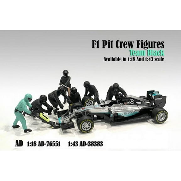 Formula One F1 Pit Crew, Black - American Diorama 76551 - 1/18 scale Figurines - Diorama Accessory