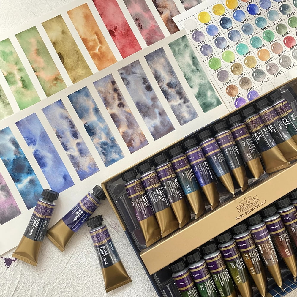 Mijello Mission  Two-Tone Granulation Watercolor package 56 colors 1ml Artist Beginner Student Supplies