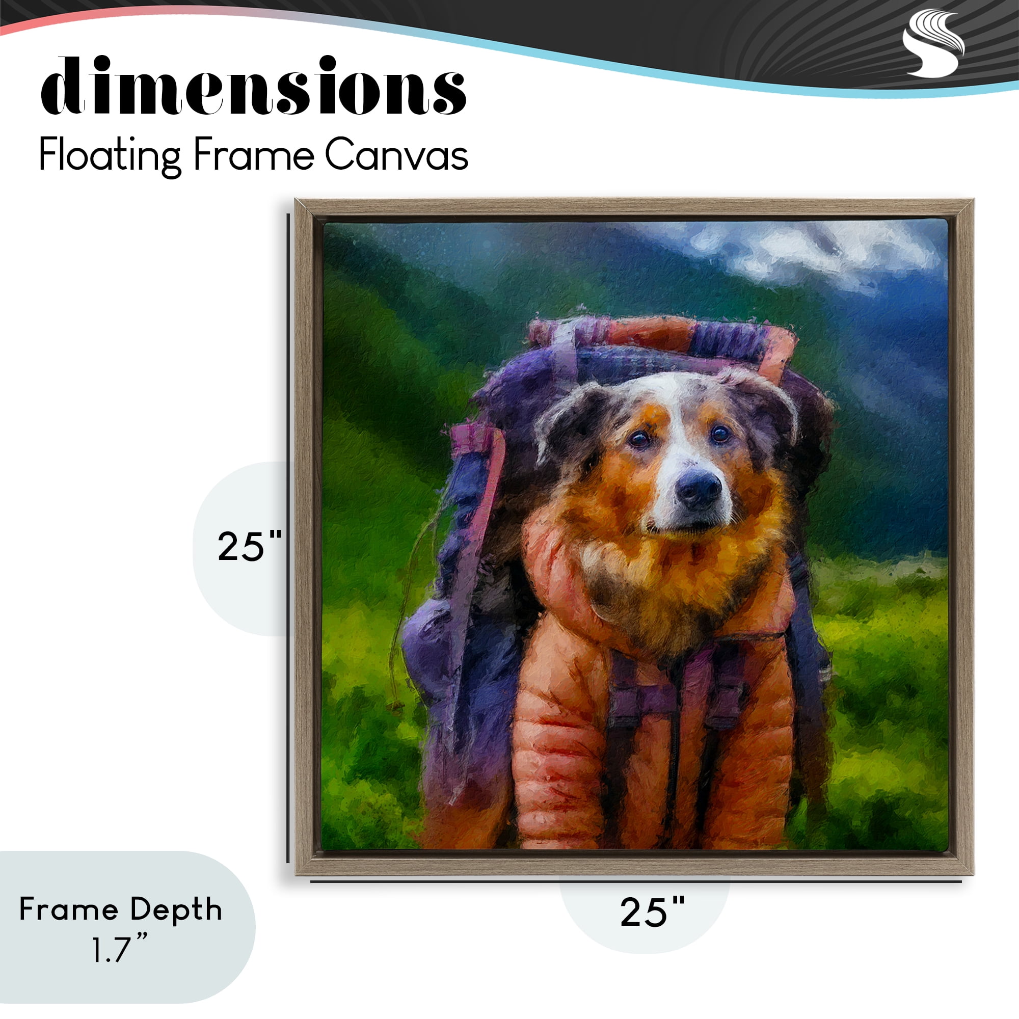Stupell Industries Backpacking Hiker Dog Brown Framed Floater Canvas Wall Art, design by Sean Parnell