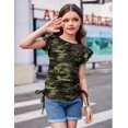 thumbnail image 3 of Arshiner Cute Shirts for Girls Girls Summer Tops Short Sleeve Ruched Knot Side Casual Loose Spring and Summer Tops Tee Blouse Green 9-10 Years 8 Multicolor, 3 of 8