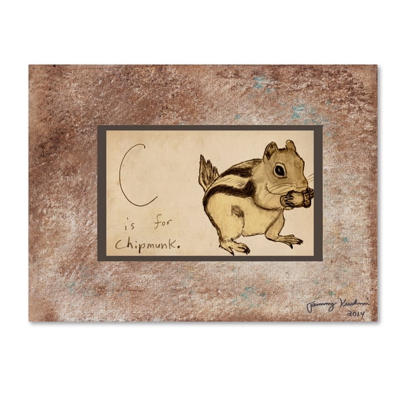 Trademark Fine Art 35 x 47 Canvas Art ' C is For Chipmunk ' by Tammy Kushnir