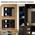 thumbnail image 6 of MEISSALIVVE 4 Piece Wall Unit TV Stand with LED Lights, Modern Entertainment Center with Bookshelf, Wine Cabinet, Display Storage, Fits 70" TVs, Black, 6 of 8