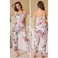 thumbnail image 5 of Women's 3 Piece Floral Print Pajama Set with Robe - Soft Polyester All Seasons Loungewear for Ladies, 5 of 10