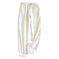 thumbnail image 1 of Gibobby Pantalones para el frío de mujer Pantalones de mujer Pantalones casuales de franela cálidos de invierno Pantalones ajustables Moda de(Beige,XG), 1 of 5