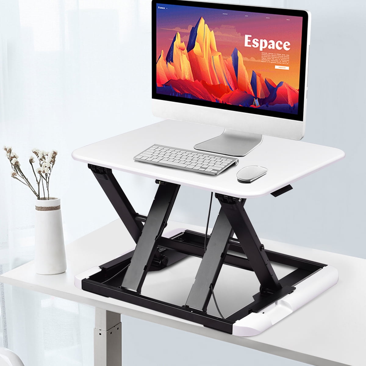 Gymax Adjustable Height Sit/Stand Desk Computer Lift Riser Laptop Work